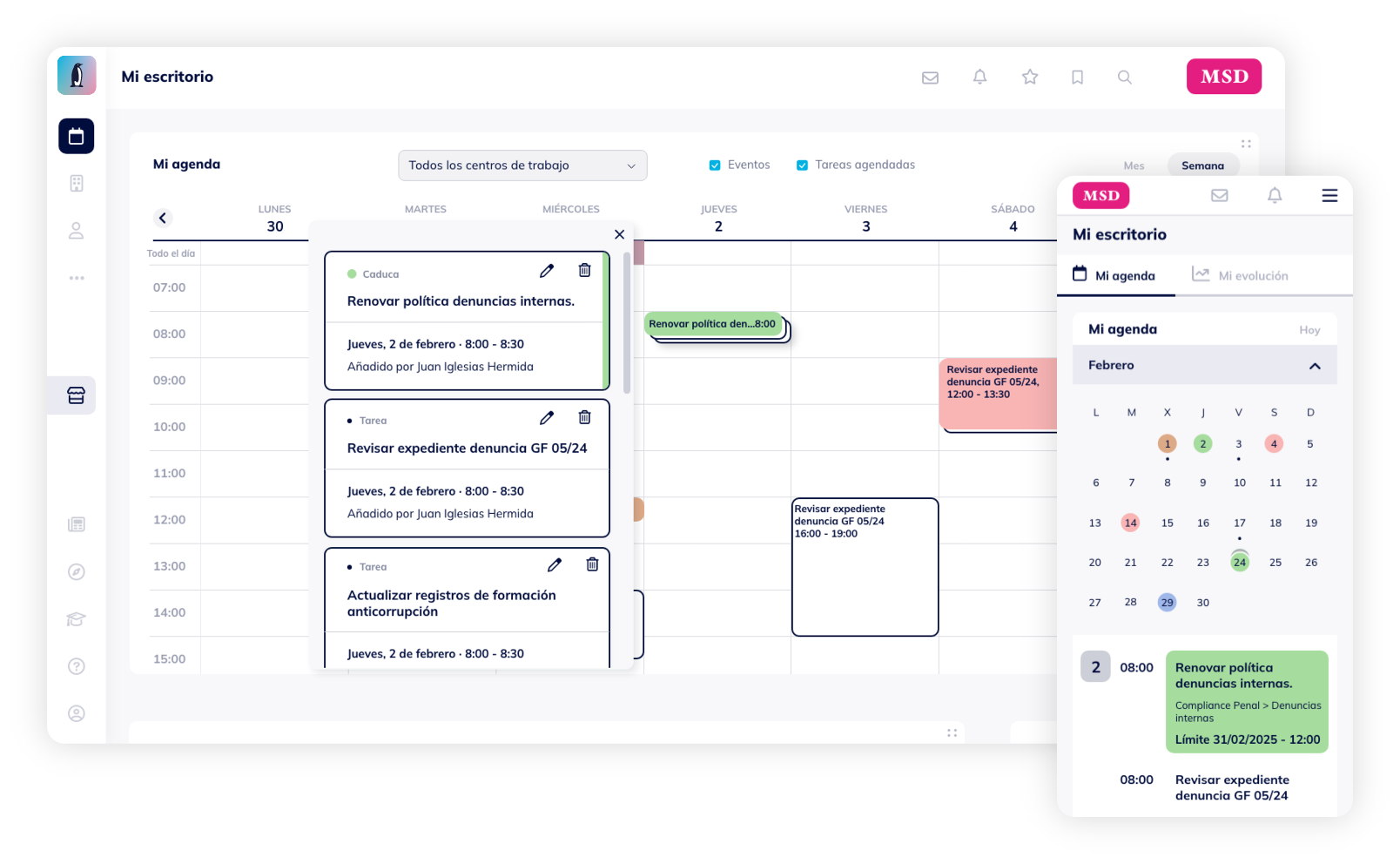 gestión tareas y agenda normapro